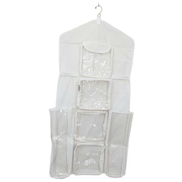 Double Sided Hanging Closet Organizer Storage Bag White 22in x 47in - Picture 2 of 9